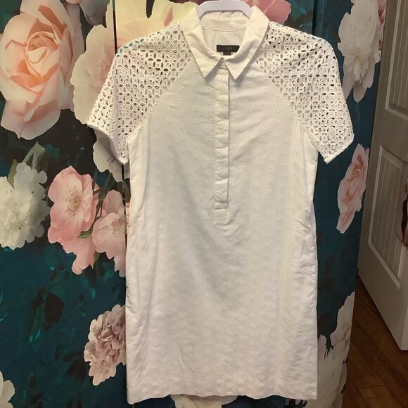 J. Crew White Eyelet Dress 👗🤩🌸❤️ - Picture 1 of 7